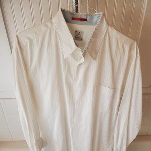 MacHay XL Men's White Striped Dress Shirt